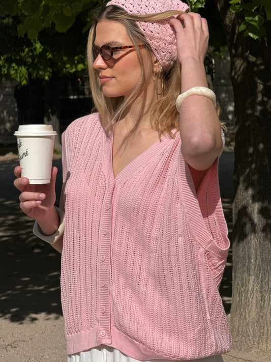 Berenice Buttoned Lace Knit Vest