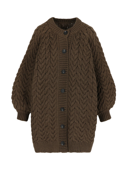 chunky cardigan cocoa brown
