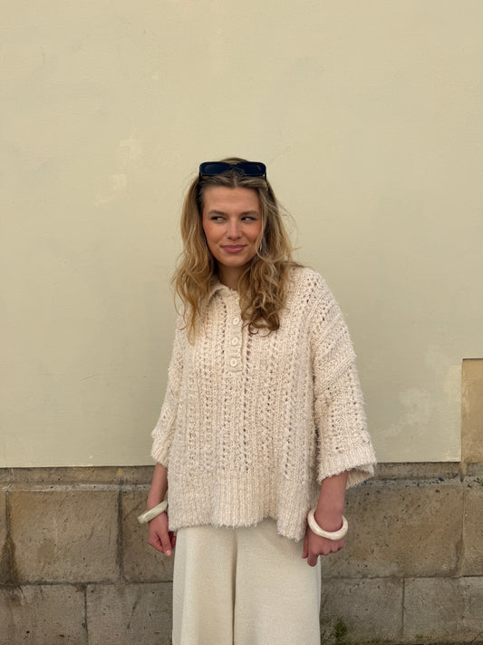 Clara Buttoned Knit Polo