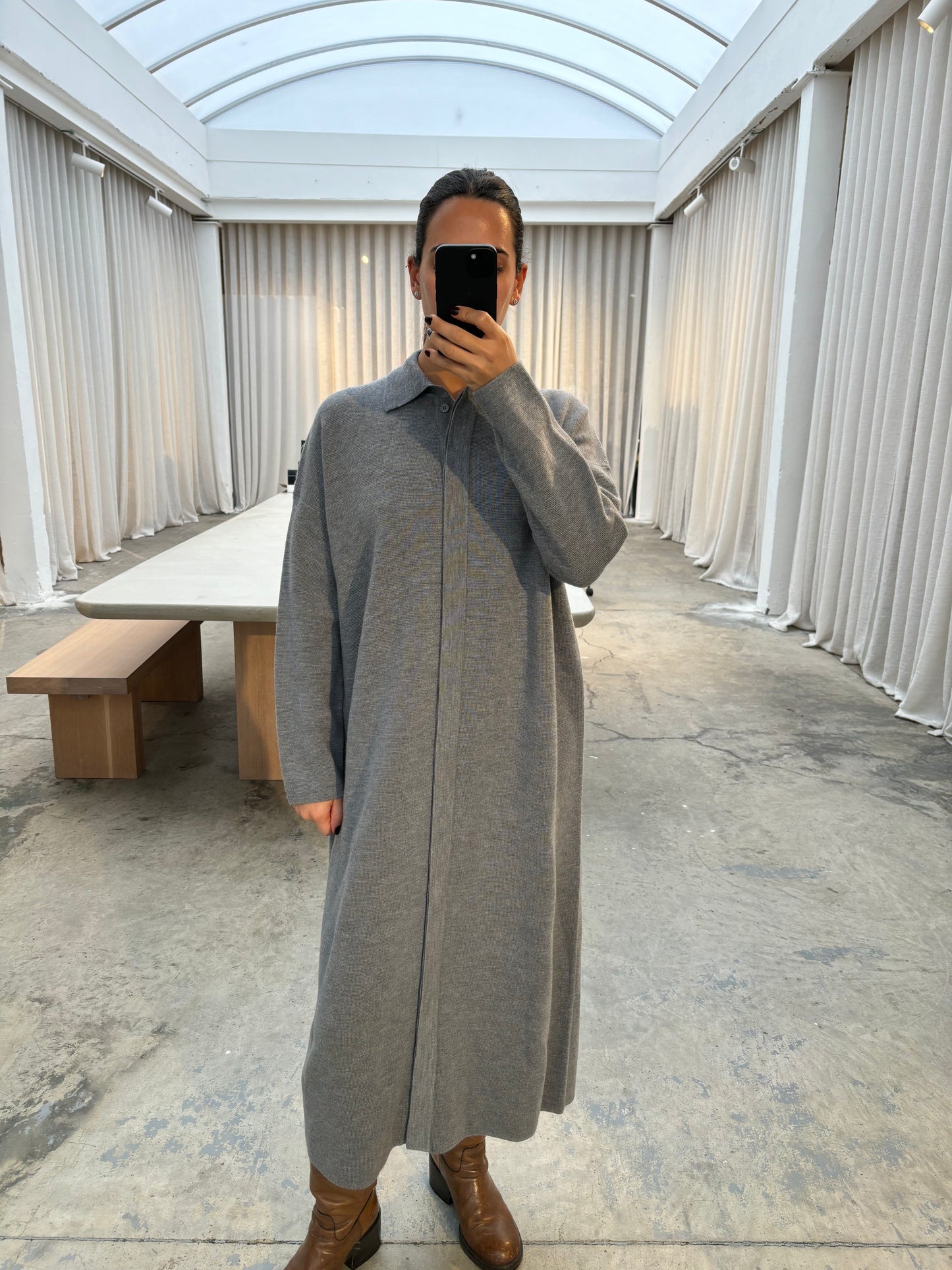 COLLARED LONG SLEEVE DRESS - ARCHIVE