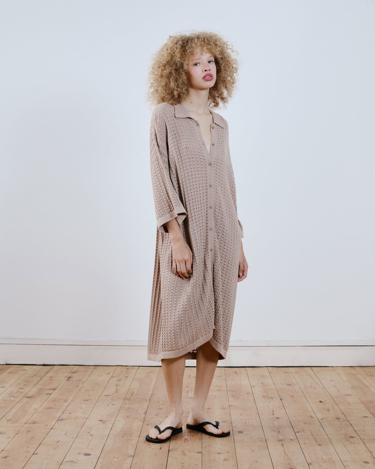 Berta Lace Knit Shirt Dress