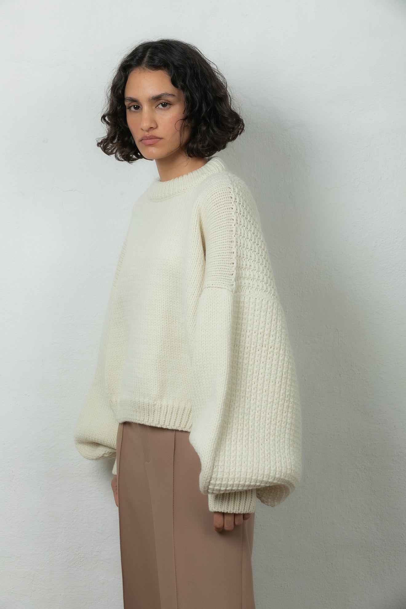 wool jumper sweater knit Mr Mittens winter ivory white cream
