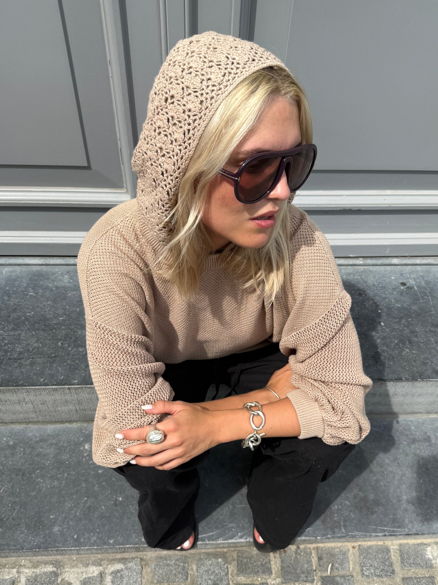 Bonnie Crochet Hood Jumper