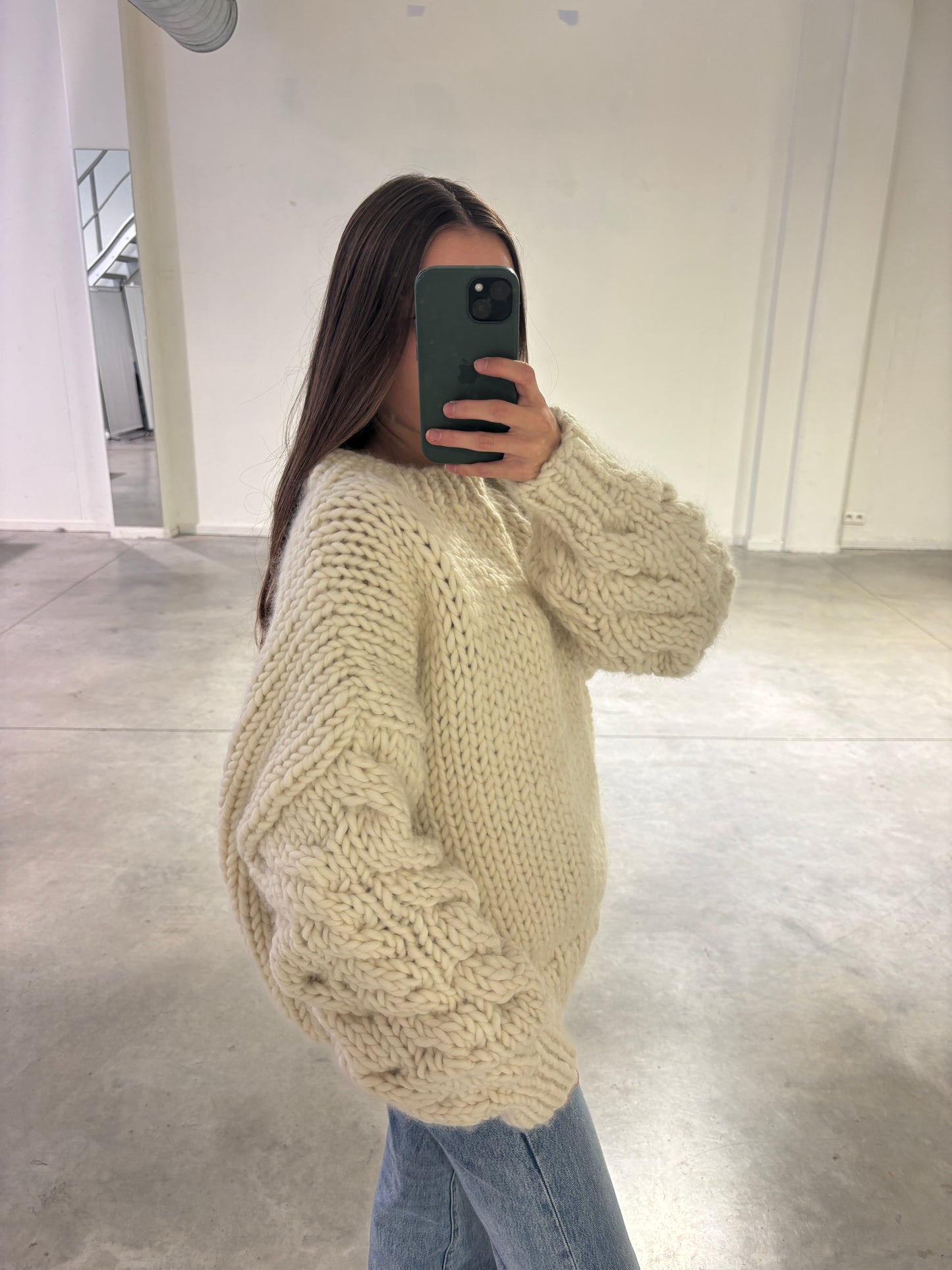 CABLE SLEEVE CREW NECK - ARCHIVE