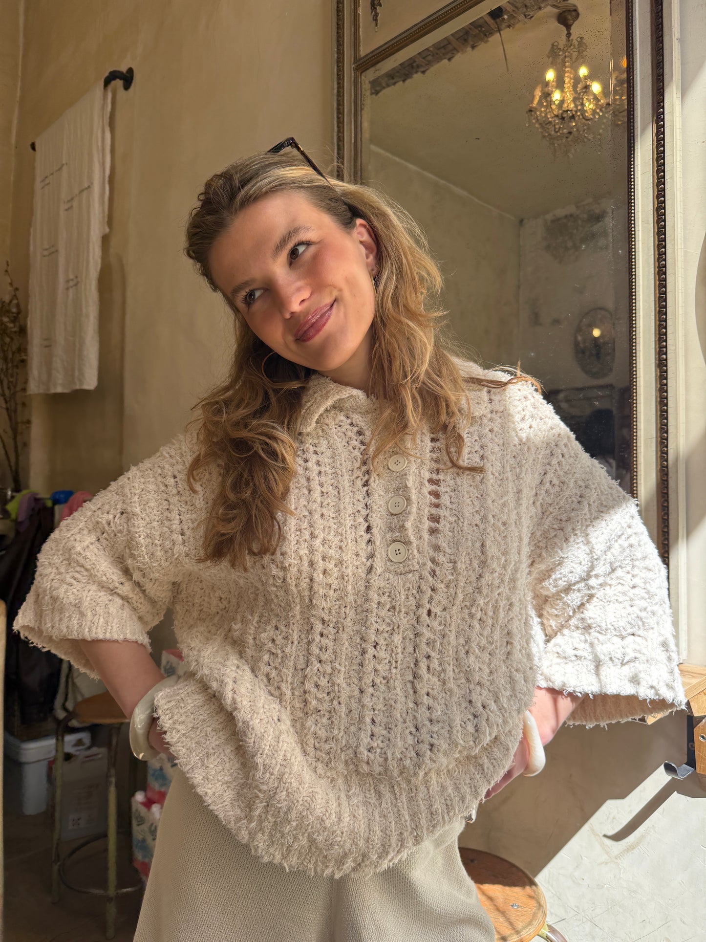 Clara Buttoned Knit Polo