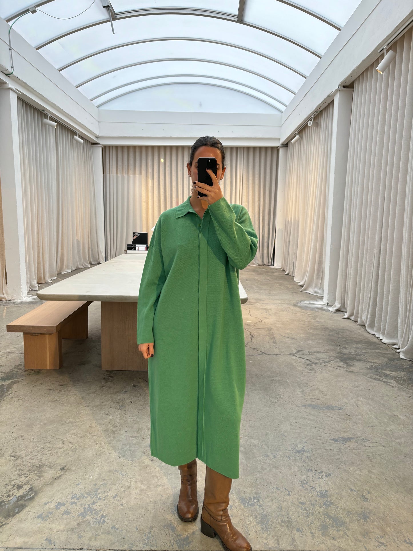 COLLARED LONG SLEEVE DRESS - ARCHIVE