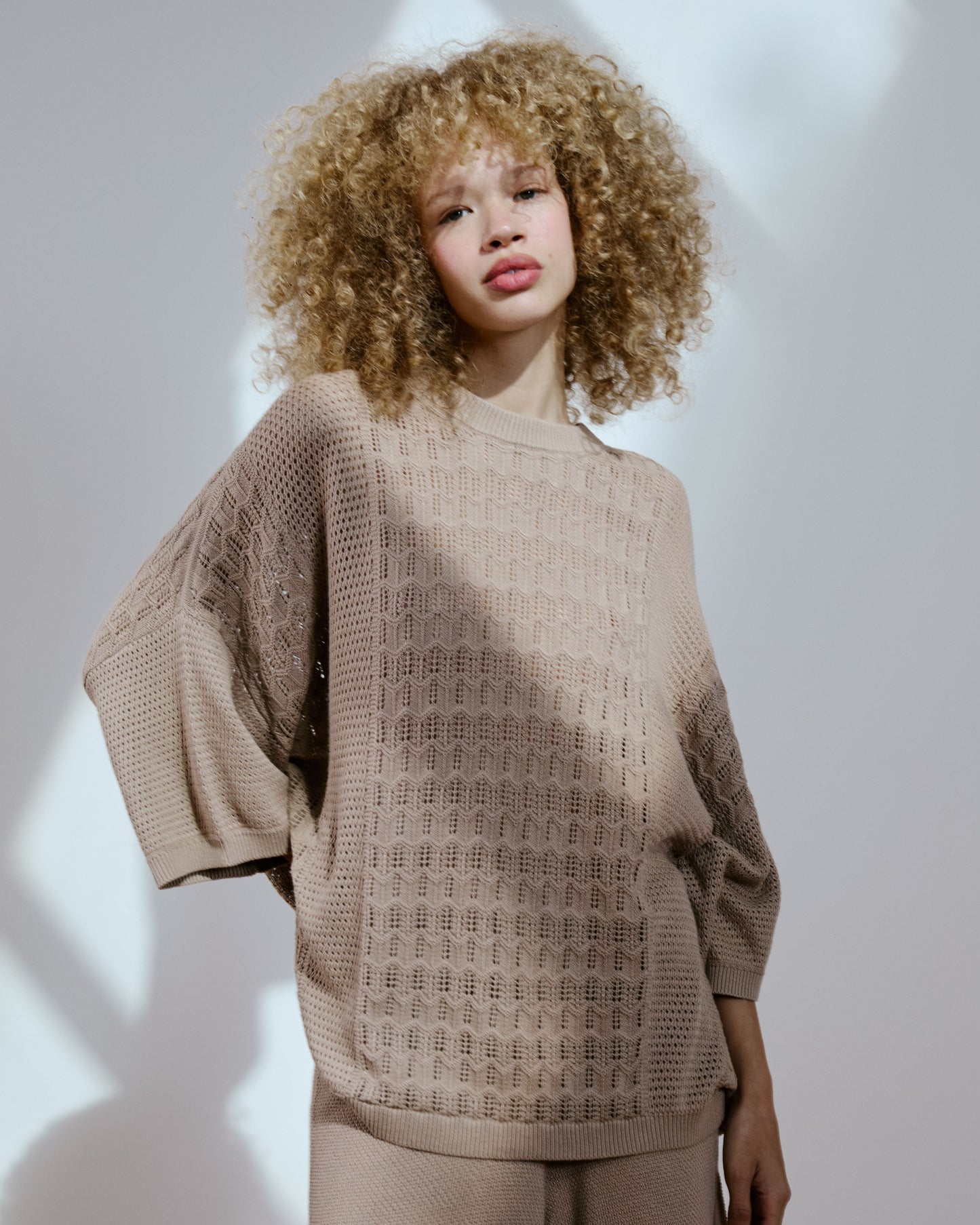 Bella Paneled Lace Knit T-Shirt