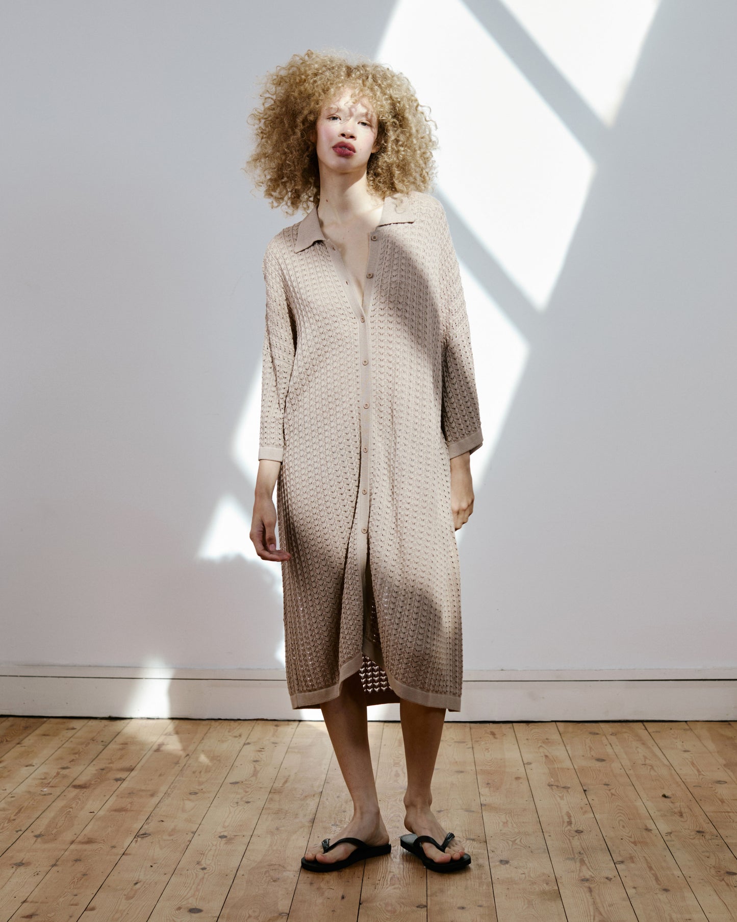 Berta Lace Knit Shirt Dress