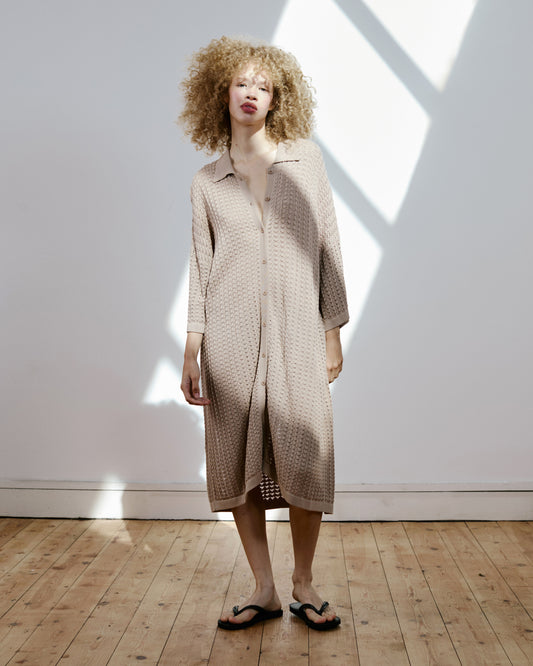 Berta Lace Knit Shirt Dress