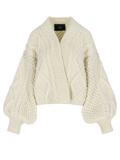 LIDIA DIAMOND BALLOON SLEEVE CARDIGAN