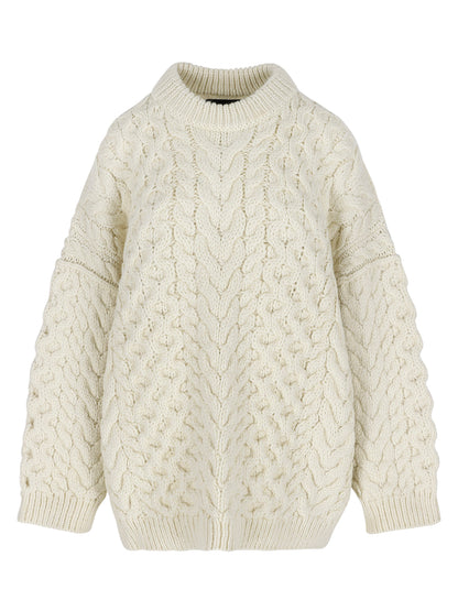 LARA LONG CABLES CREW NECK JUMPER