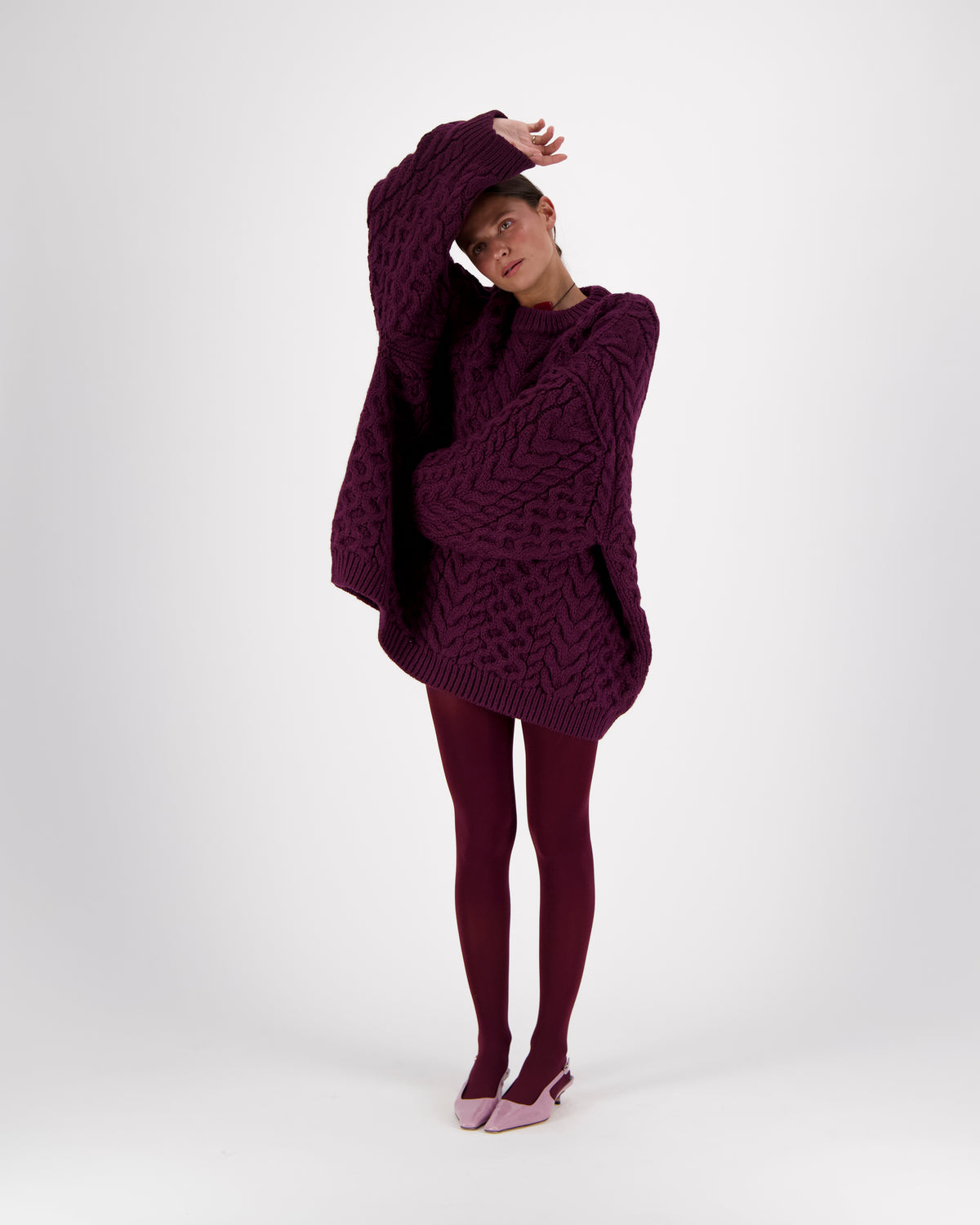 LARA LONG CABLES CREW NECK JUMPER