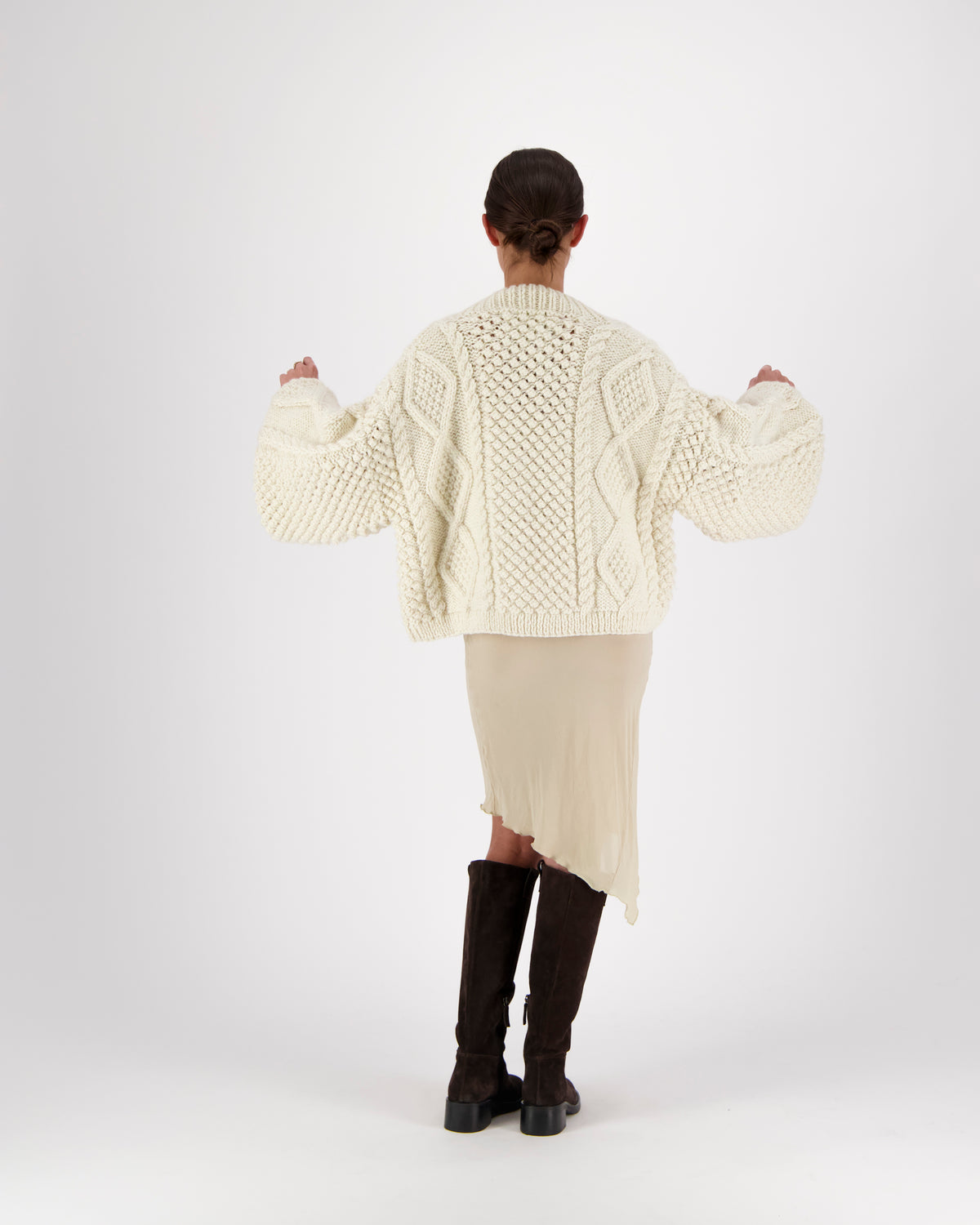 LIDIA DIAMOND BALLOON SLEEVE CARDIGAN