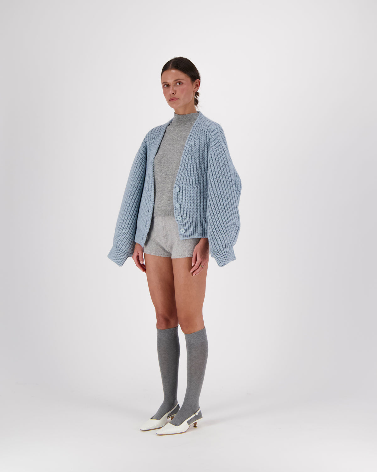 LOUISA FISHERMAN BALLOON SLEEVE CARDIGAN