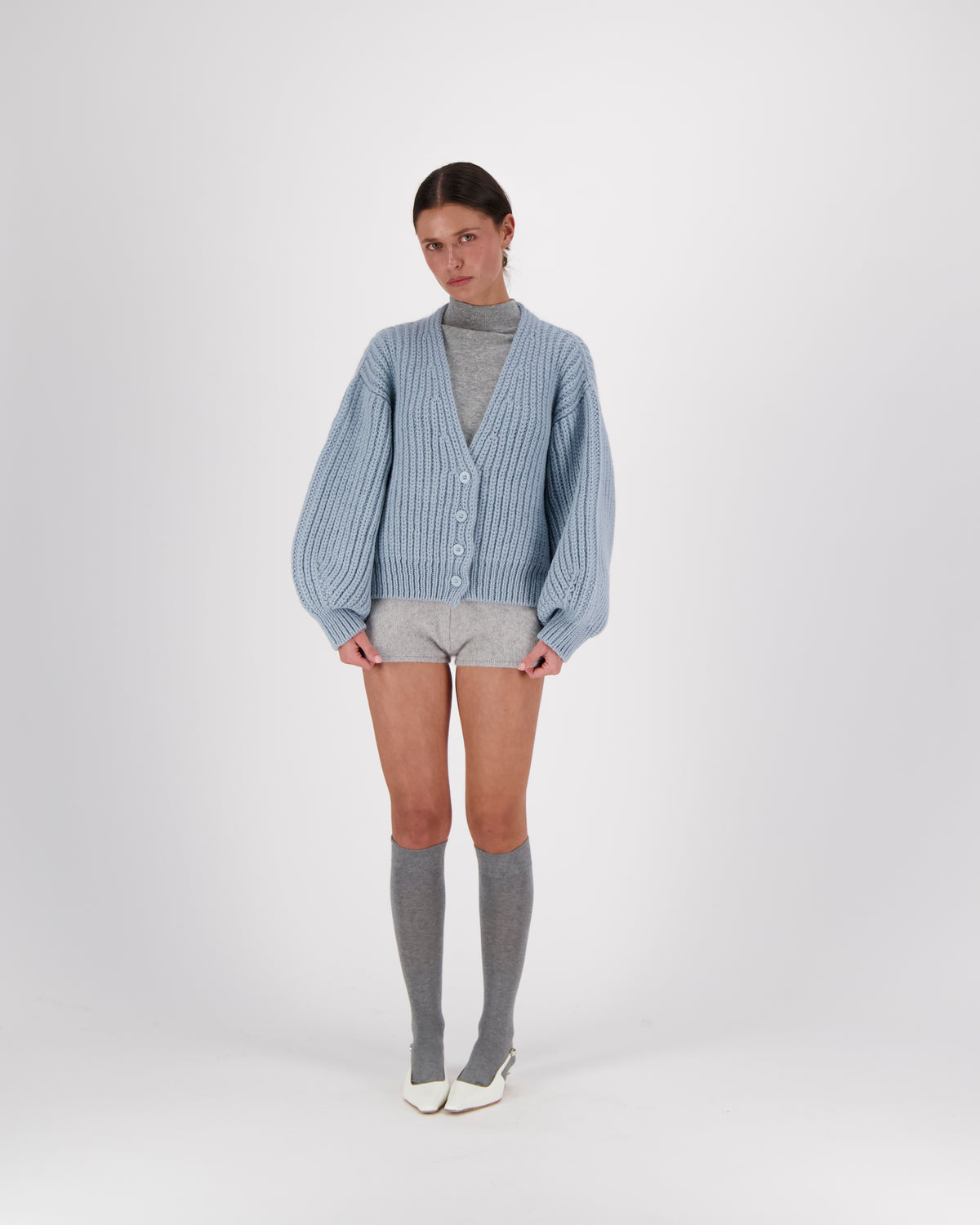 LOUISA FISHERMAN BALLOON SLEEVE CARDIGAN