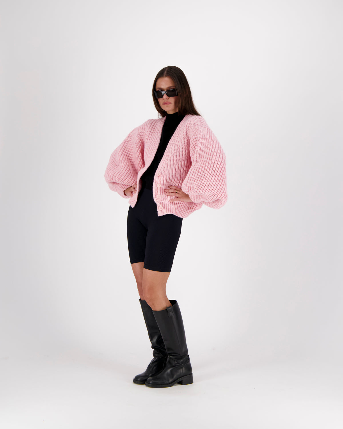LOUISA FISHERMAN BALLOON SLEEVE CARDIGAN