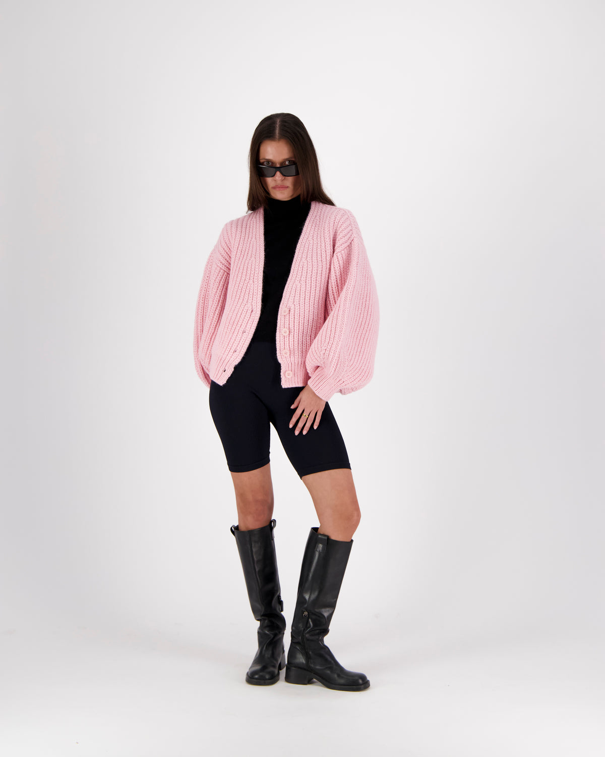 LOUISA FISHERMAN BALLOON SLEEVE CARDIGAN