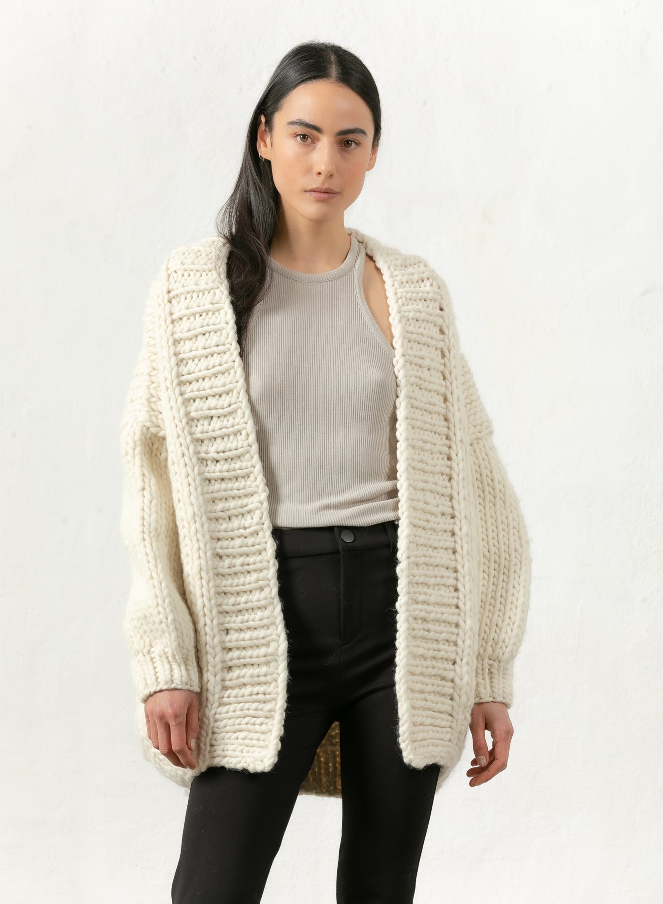 cream cardigan chunky mr mittens knit knitwear winter collection outerwear