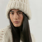 wool beanie hat chunky knit winter Mr Mittens white cream ivory