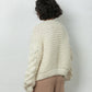 wool bomber cardigan chunky knitted Mr Mittens ivory white cream