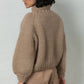 wool jumper chunky knit winter Mr Mittens collar taupe brown