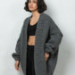 charcoal dark grey cardigan chunky mr mittens knit knitwear winter collection outerwear