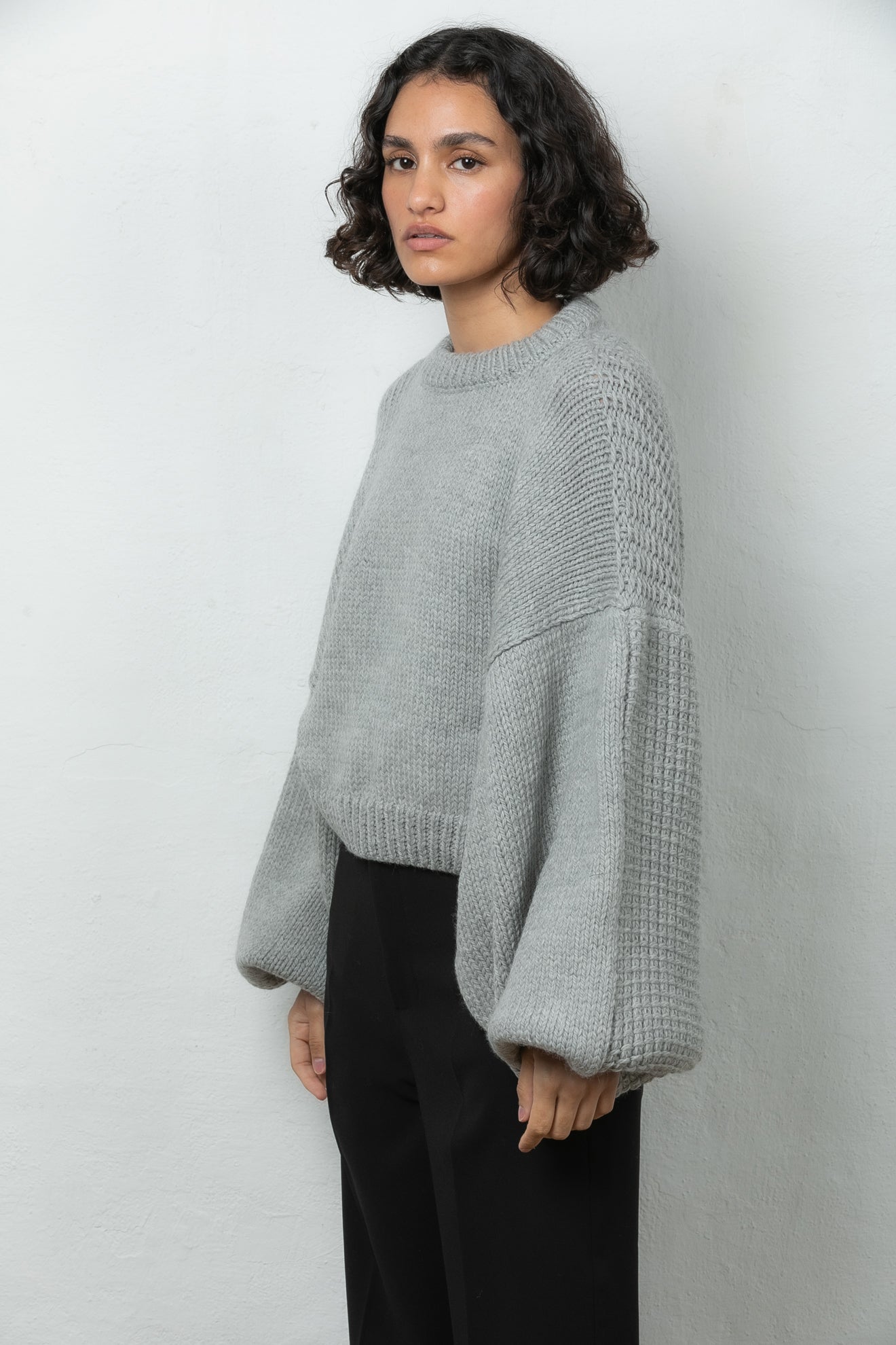 wool jumper sweater knit Mr Mittens winter grey