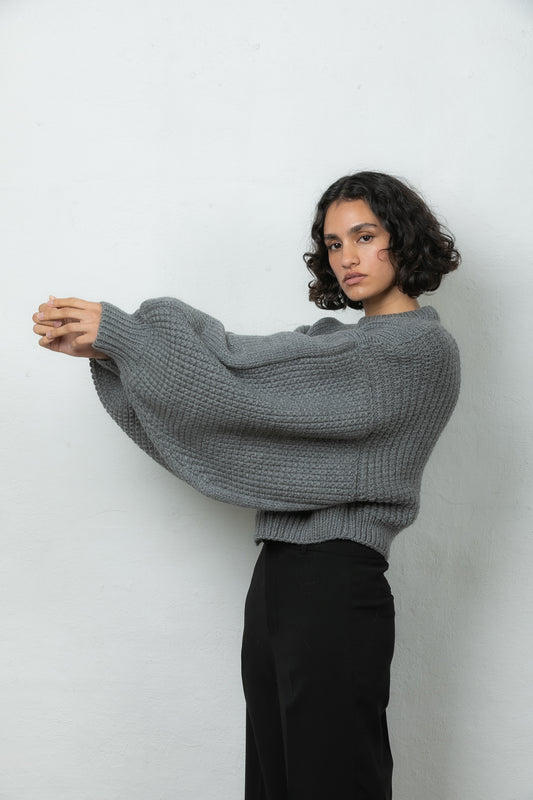 wool jumper sweater knit Mr Mittens winter grey charcoal