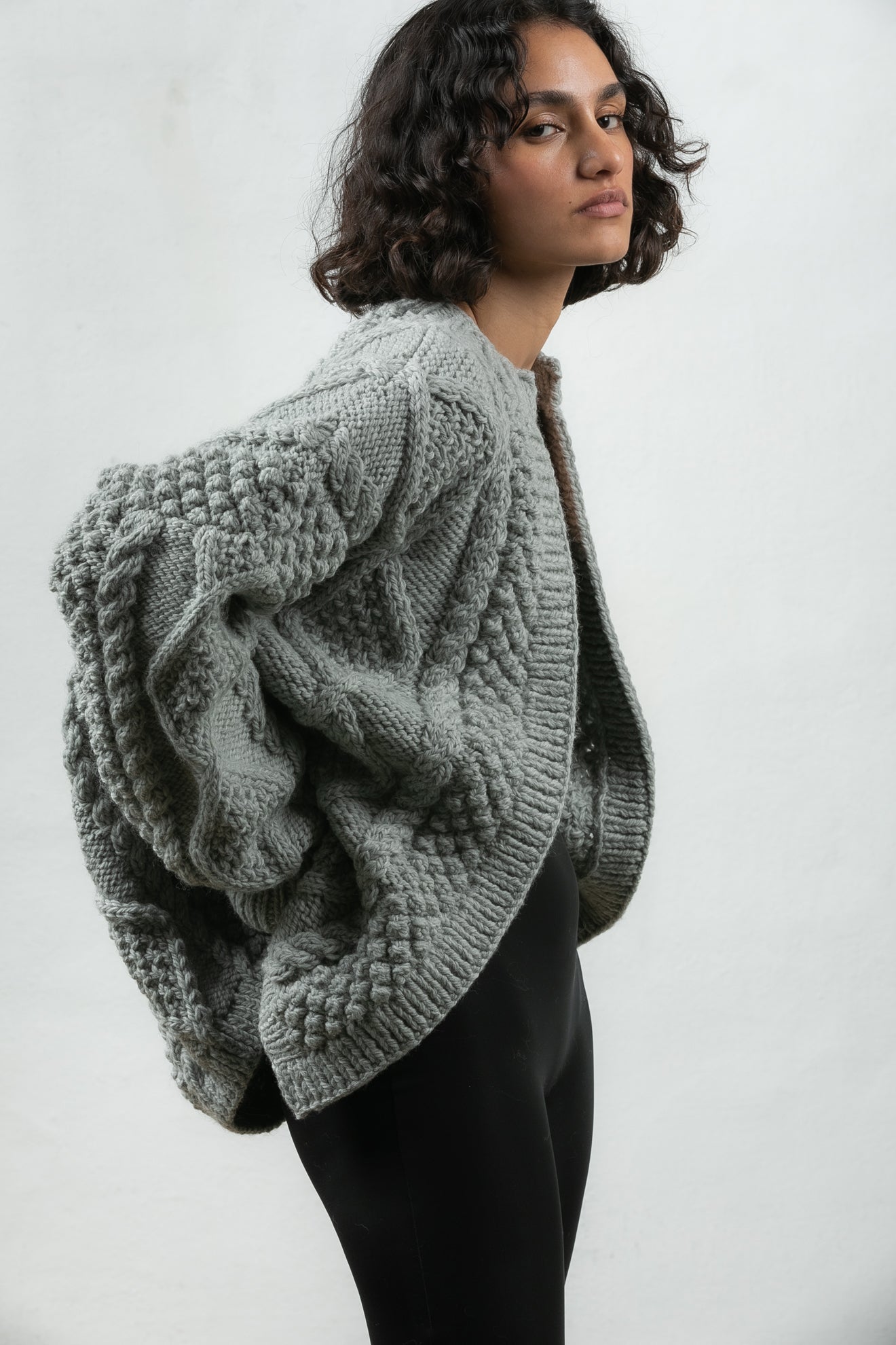 wool cardigan knitted winter Mr Mittens grey