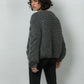 wool bomber cardigan chunky knitted Mr Mittens charcoal grey