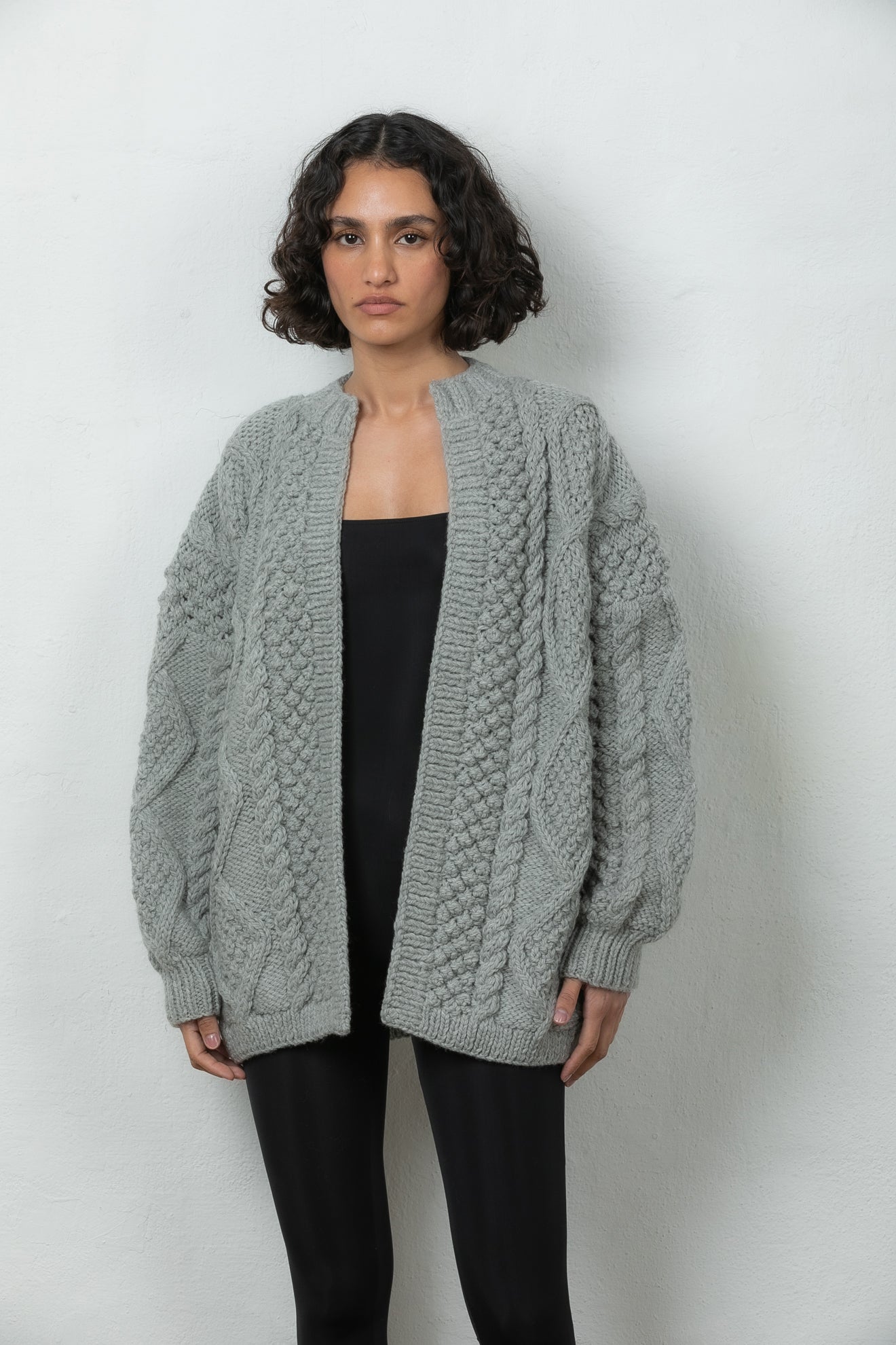 wool cardigan knitted winter Mr Mittens grey