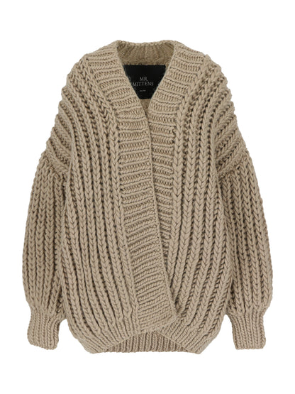 chunky cardigan knitted mr mittens wool knitwear 