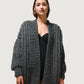 wool cardigan chunky knit Mr Mittens winter charcoal grey